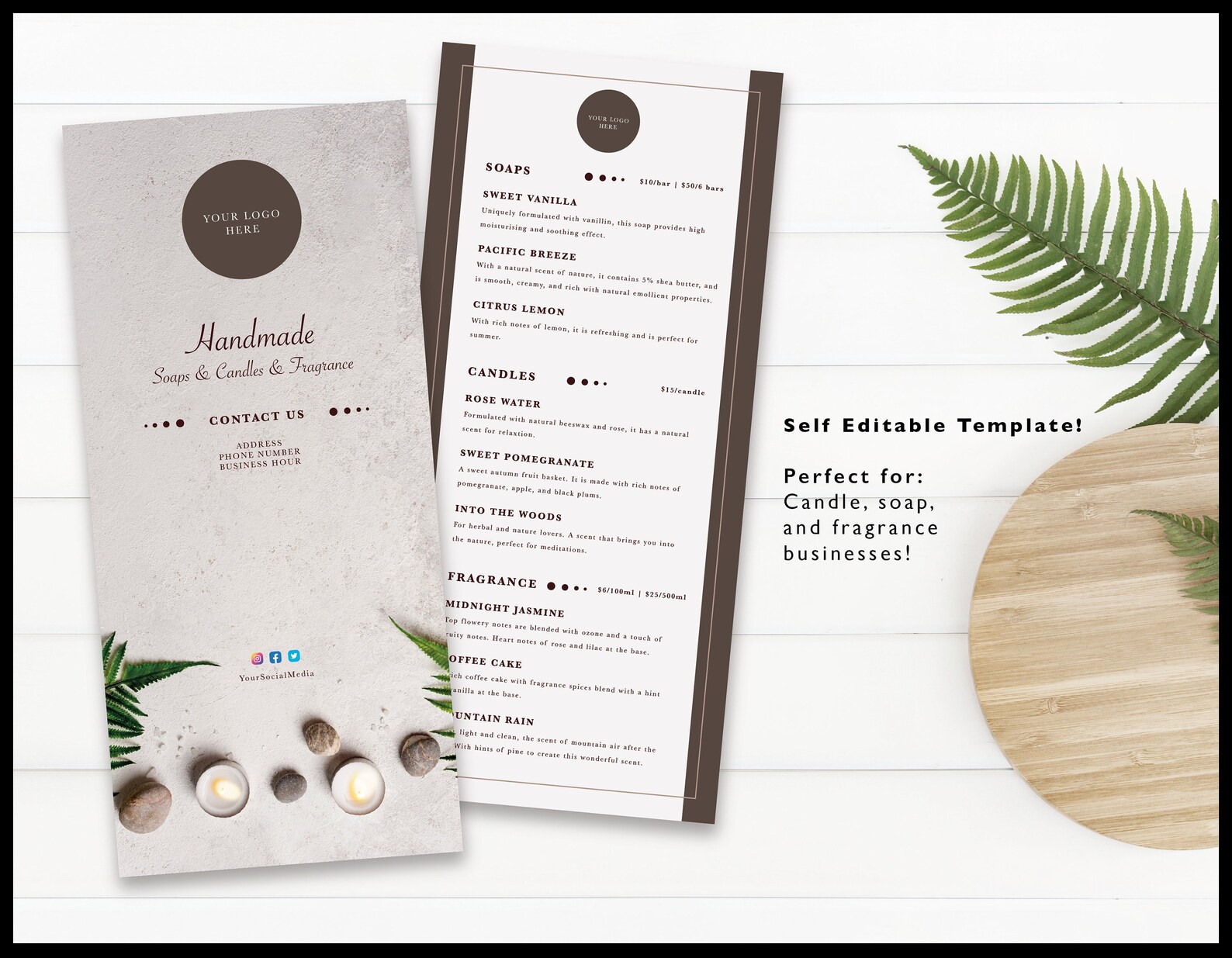 Price Menu Rack Cards Example Product Menu Rack Card Price Card Candle Menu Soap Menu - Etsy