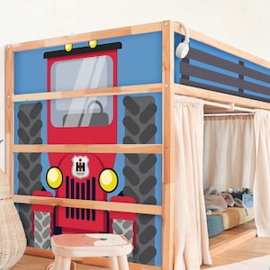 Naklejki na łóżko KURA BED Traktor, Naklejki na łóżko Kura dla chłopców, Naklejki na łóżko piętrowe Ikea Kura Samochody Zdejmowane, Naklejki na łóżko Kura Tapeta Pojazd