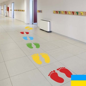 Kids Social Distancing Floor Decals, Shoe decals for floor, safe distance floor decals, foot floor decals, decals for social distancing
