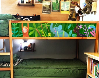 IKEA KURA BED decals Jungle, Safari Animals Decals for Kura Bed, Kura Decals Neutral Tropical Stickers, Kura Bunk Bed, Kura Decals for Boys