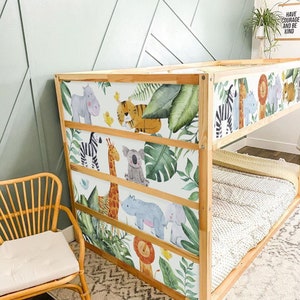 KURA BED Decals Jungle Animals. Safari Animals Decals for Kura Bed. IKEA Kura Bed Stickers Neutral Kids Room. Kura Bunk Bed Boys and Girls