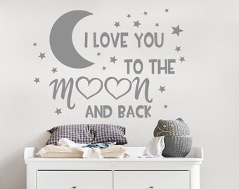 Wandaufkleber 'Love You To The Moon And Back' – 40 X 38,3 Cm, Schwarz, Aus Vinyl