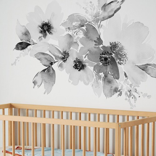 Black Floral Wall Decals Black & White Peonies Wall Decals Etsy