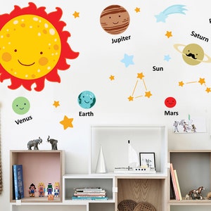Solar System Wall Decal, Planet Wall Decals for kids room, Space Decal, Outer Space Wall Decal, Solar System Decals, Planet Stickers for kid
