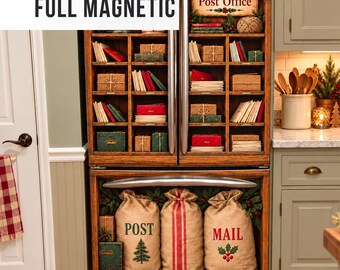 Vinilo adhesivo navideño para nevera, cobertura total, decoración navideña para refrigerador, decoración de cocina navideña estilo granja