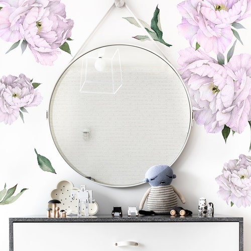 Purple Floral Wall Decals Peony Flower Wall Decals Nursery - Etsy