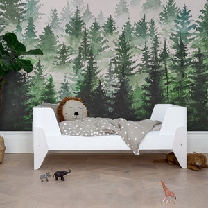 Papier peint pour enfants Forêt, Papier peint Woodland pour Boys Room, Papier peint pour garçons Peel & Stick, Aquarelle Forest Pine Wood Mural Vinyl