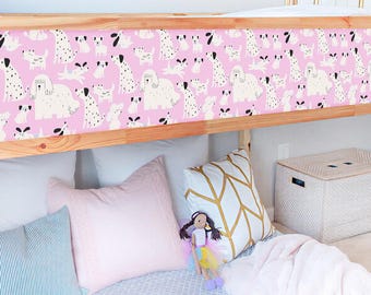 KURA BED Decals Pink Dogs, IKEA Kura Bed Stickers Girls Room, Kura Wrap Vinyl Removable, Kura Bunk Bed Accessories, Kura Wallpapers