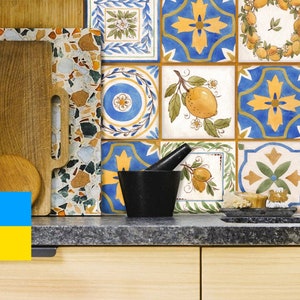 Tiles Stickers Lemons, Kitchen Tile Decals, Tile Decals for Kitchen, Ceramic Tile Decals Kitchen, Kitchen Tile Backsplash Decals, Vinyl Tile