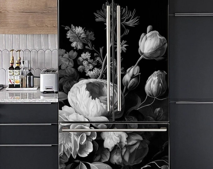 Fridge Wrap Peony Flower Refrigerator Wrap Side by Side Decal Floral ...