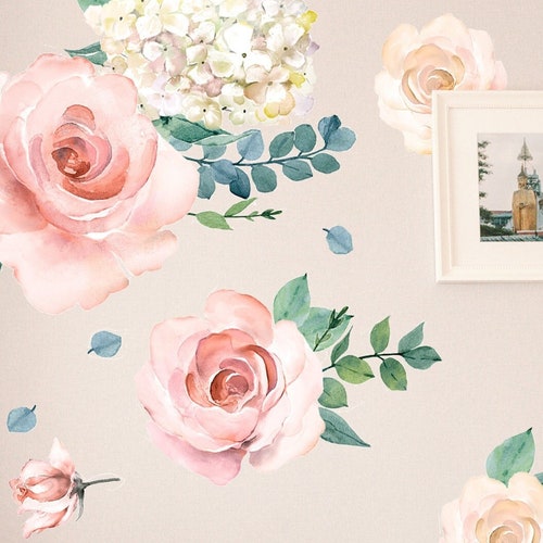 Rose Decals for Wall Roses Flower Wall Decal Rose Wall Etsy