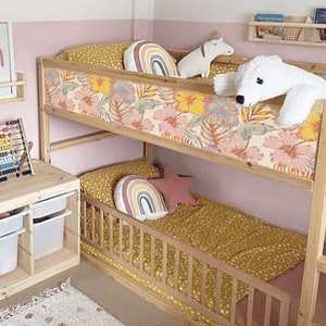 KURA BED decal Girls Tropical Flower, IKEA Kura Bed Stickers, Floral Nursery removable decal set, Wraps kura bed, Decals for Kura Bunk Bed