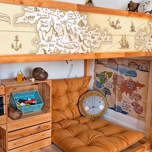 KURA BED Stickers Treasure Map, IKEA Kura Bed Decal Boys Removable, Decal for Kura bed Pirate Map, Ikea bunk bed Wrap for Kura Vinyl Decor
