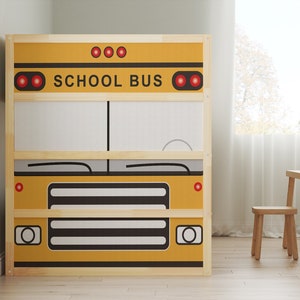 Naklejki IKEA KURA BED School Bus Kura Bunk Bed Decals Boys Removable Stickers, Naklejki na łóżko Kura, naklejki Kura Bed Bus, Naklejki Kura Bed