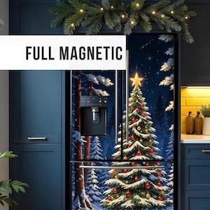 Christmas Tree Fridge Wrap Magnetic, Refrigerator Wrap Vinyl Side by ...