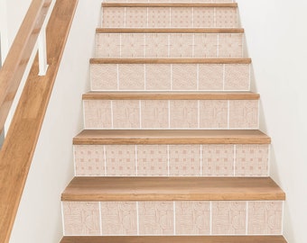 Stair Riser Decals Boho, Geometric Stair Decals, Staircase Decals Vinyl Peel & Stick, Stair Riser Stickers, Removable Stairway Decal Decor