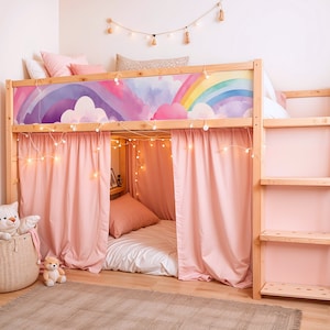 IKEA KURA BED Decals Girls Rainbow, Kura Bed Stickers, Kura Decal for Girls Pink Removable Vinyl, Ikea Bunk Bed, Purple Decals for Kura Bed