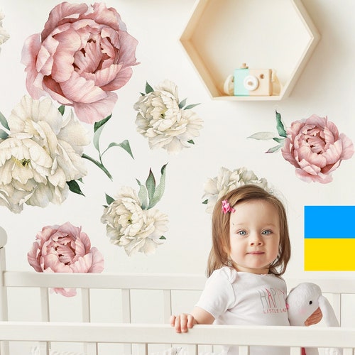 Peel and Stick Floral Wall Decals in Purple for a Baby Girl Etsy