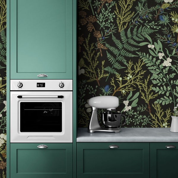 Donker botanisch behang Peel & Stick Green Fern Backsplash Wallpaper zelfklevend verwijderbaar Vintage groen behang badkamer muurschildering