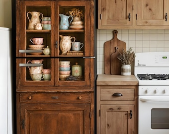 Vinilo decorativo vintage para frigorífico, vinilo decorativo estilo cottagecore para nevera, adhesivo marrón de estilo granja para cocina rústica