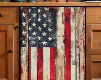 Vintage US Flag Dishwasher Magnet Cover, Rustic Vinyl Decal  Kitchen Decor Self Adhesive
