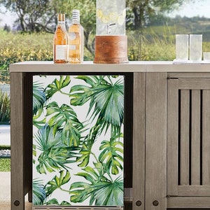 MINI Fridge Wrap Tropical, RV Mini Fridge Vinyl Cover, Mini Fridge Decal Bedroom, Green Fridge Wrap Stickers, Outdoor Mini Fridge Decor