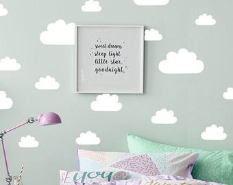 70 pcx Cloud Decals for Walls Nursery, Baby Nursery Wall Decals, Baby Girl Nursery Cloud Wall Decals, Cloud Stickers Wall Decor Neutral Kids