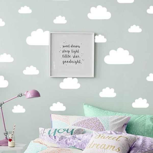 70 pcx Cloud Decals for Walls Nursery, Baby Nursery Wall Decals, Baby Girl Nursery Cloud Wall Decals, Cloud Stickers Wall Decor Neutral Kids