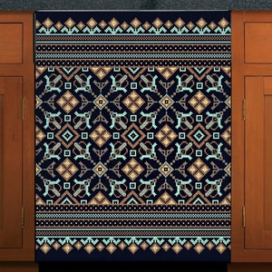 Dishwasher Cover Magnetic Folk Pattern, Kitchen Dishwasher Vinyl Wrap, Dishwasher Door Cover Ethnic, Self-Adhesive Decorative Decal Black