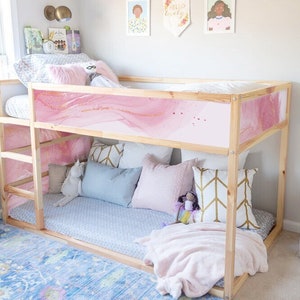 KURA BED Decals Girls Pink Marble, Ikea Kura Bed Stickers, Kura Decals Removable, Vinyl Decals for Kura Bunk Bed Wallpaper, Kura Bed Wrap