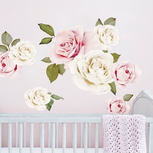 Rose Wall Decal Etsy
