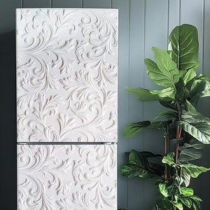 3D White Refrigerator Wrap: Vintage Vinyl Fridge Decal