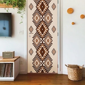 Vinilo para puerta estilo bohemio, calcomanías autoadhesivas para puerta, papel para puerta, revestimiento extraíble para puerta, vinilo adhesivo para decoración de puertas con papel tapiz.