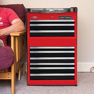 ツールボックス ミニ冷蔵庫ラップビニール ガレージ用 ミニ冷蔵庫デカール 男の隠れ家用装飾 レッド クラフトマン ミニ冷蔵庫カバースキン ガレージ冷蔵庫