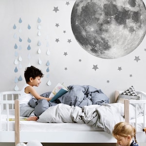 Full Moon Wall Decal, Moon Vinyl Decal, Moon Decals for walls, Moon Wall Decals, Moon Wall Stickers, Moon And Stars Decal for Bedroom Decor