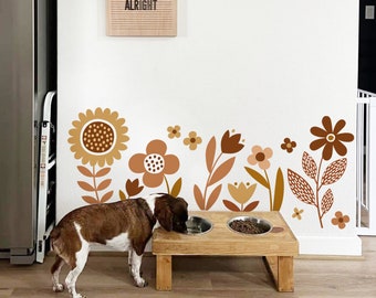 Floral Wall Decals for Girls Bedroom, Boho Flower Decals for Nursery, Kids Wall Stickers for Kids, Retro Vintage Baby Girl Vinyl Decor