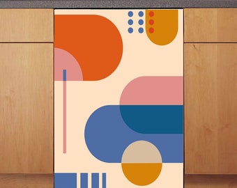 Funda magnética para lavavajillas con diseño geométrico, vinilo adhesivo magnético para lavavajillas de cocina moderna, decoración de cocina bohemia autoadhesiva.
