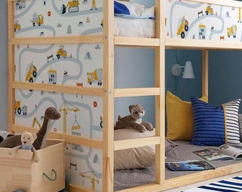 IKEA KURA BED Decal Boys Cars, Kura Bed Stickers Removable, Decals for Kura Bed Construction, Wrap for Kura Bed, Ikea Boys Room Decals Set