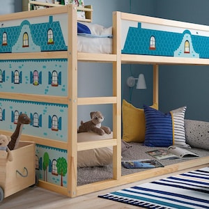 IKEA KURA BED Decals Blue House, Kura Decal for Boys, Kura Bed Stickers, Kura removable Sticker, Ikea Bunk Bed Decals for Kura Bed Wallpaper