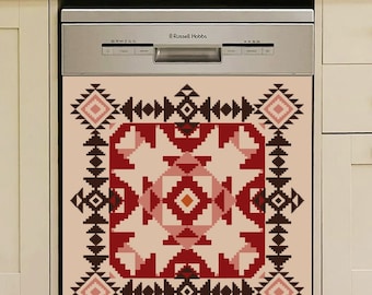 Copertura per lavastoviglie in stile tribale con magnete o adesivo in vinile, decorazione per cucina in stile sud-occidentale, rivestimento autoadesivo per porta