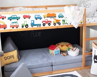 KURA BED Decal Cars, Kura bed for Boys removable Stickers, Wrap for IKEA kura bed, Decal for Kura Bed Transportation, Vehicles covers