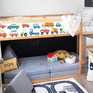 KURA BED Decal Cars, Kura bed for Boys removable stickers, Wrap for IKEA kura bed, Decal for Kura Bed Transportation, Vehicles covers