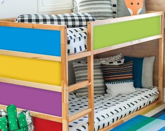 IKEA KURA BED decals Rainbow Solid Color, Kura Bunk Bed Stickers, Wraps for Kura Bed Neutral, Custom Removable Furniture Decals Kids
