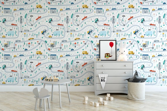 Car Wallpaper For Boys Room Boys Wallpaper Kids Wallpaper Etsy