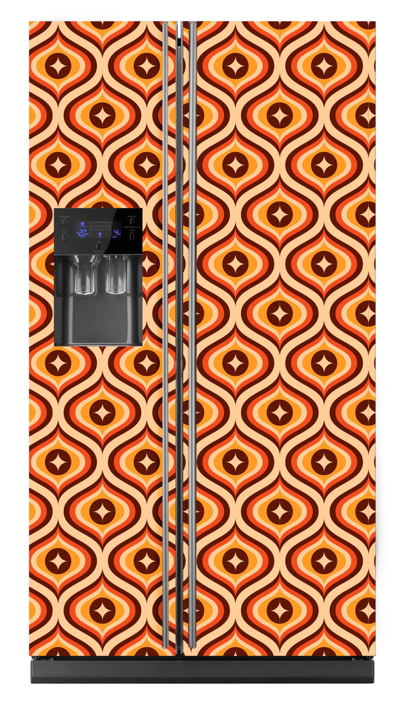 Retro Pattern Fridge Wrap Vintage Refrigerator Wrap Vinyl Side by Side ...