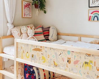 KURA BED Decal АВС, Ikea Kura Bed Stickers, Decals for Kura Bed, Kids Alphabet Vinyl Removable Decor, Boho Wraps, Kura Loft Bed Accessories