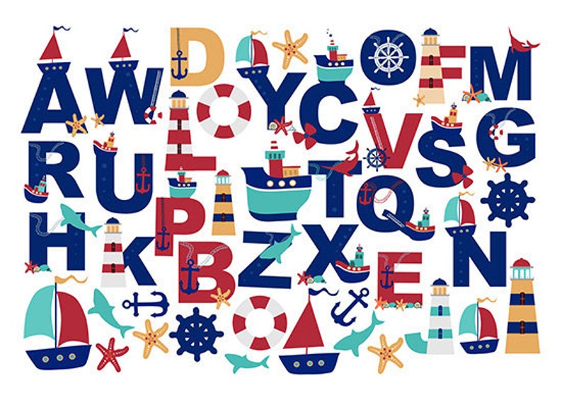 Nursery Alphabet Alphabet Wall Decal Uppercase Alphabet Etsy