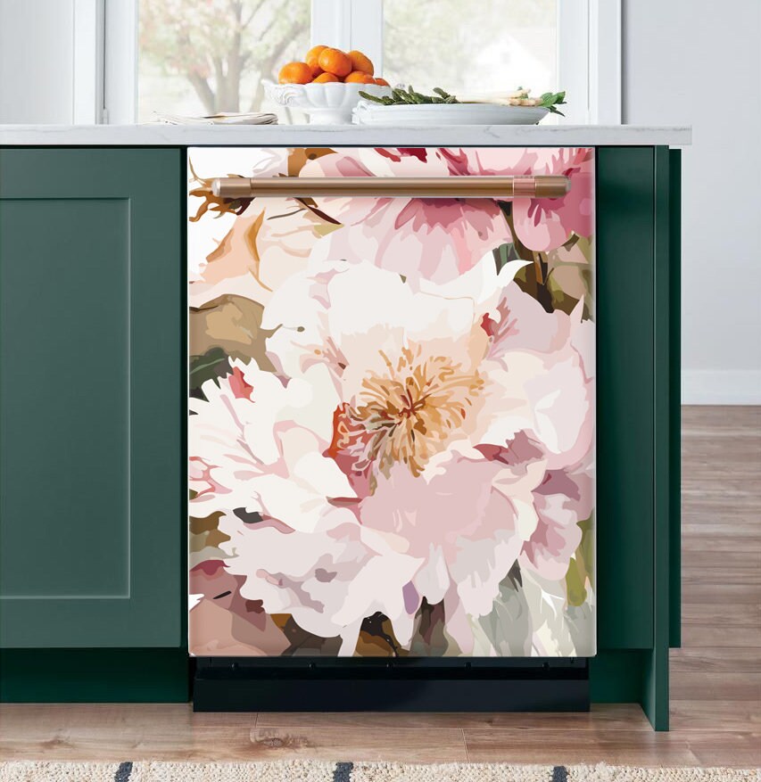 Peony Fridge Wrap Vintage Floral Boho Refrigerator Wrap Vinyl Side by ...