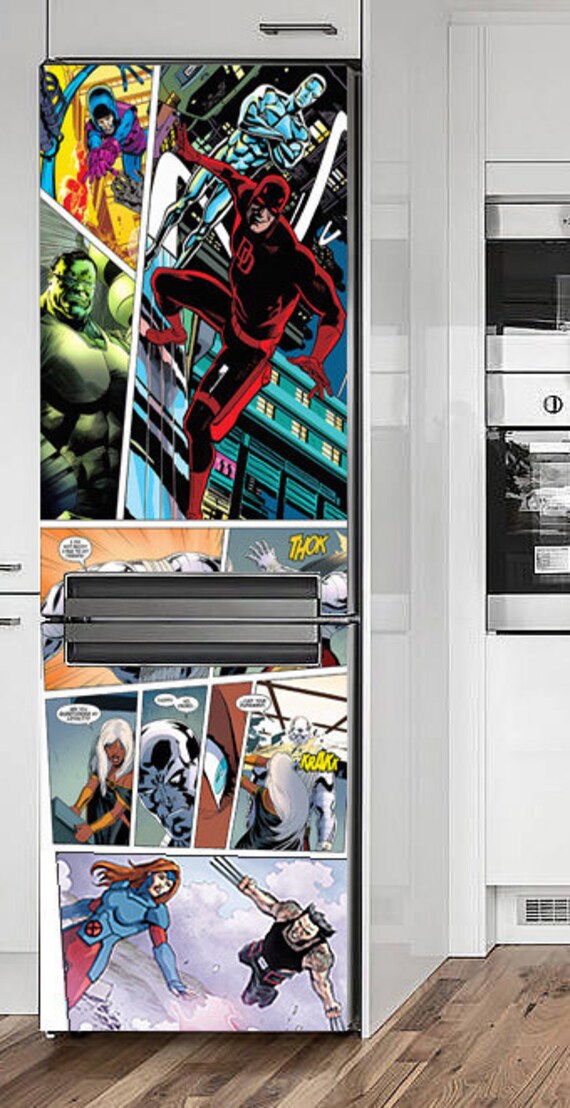 Marvel Fridge Wraps Marvel Fridge Decals Comics Fridge Wrap Etsy