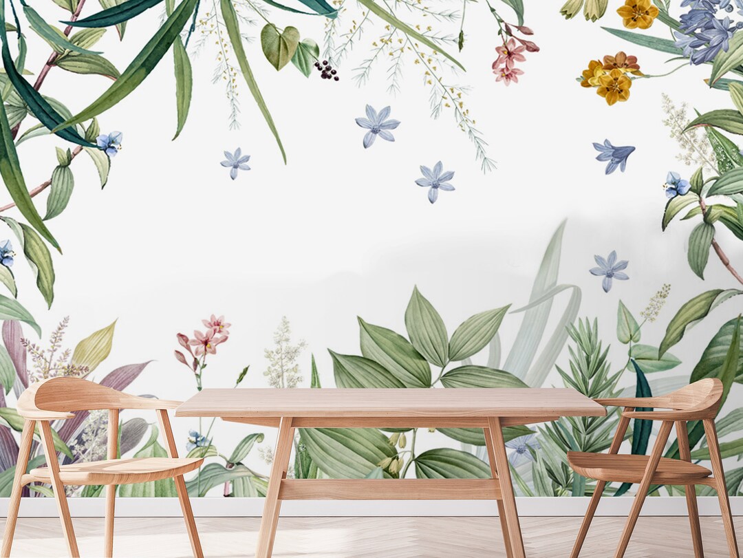 Vintage Botanical Wallpaper, Vintage Floral Wallpaper Large, Wildflower ...